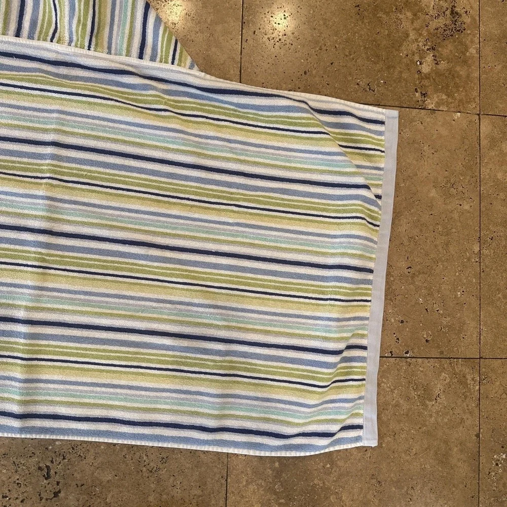 VTG Pottery Barn Kids Striped Hooded Poncho Towel Multicolor Cotton Bath 24x47